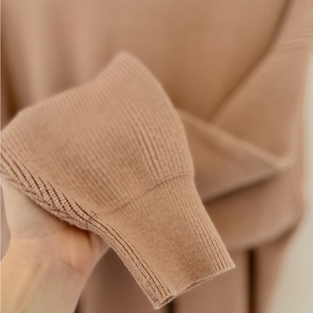 Free People Oversized Ribbed Turtleneck Sweater Blush Pink Size Small - Picture 4 of 7